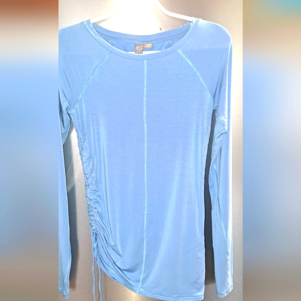Sweaty Betty Gather Tie Side Yoga Long Sleeve Crewneck Top Light Blue Small 4-6